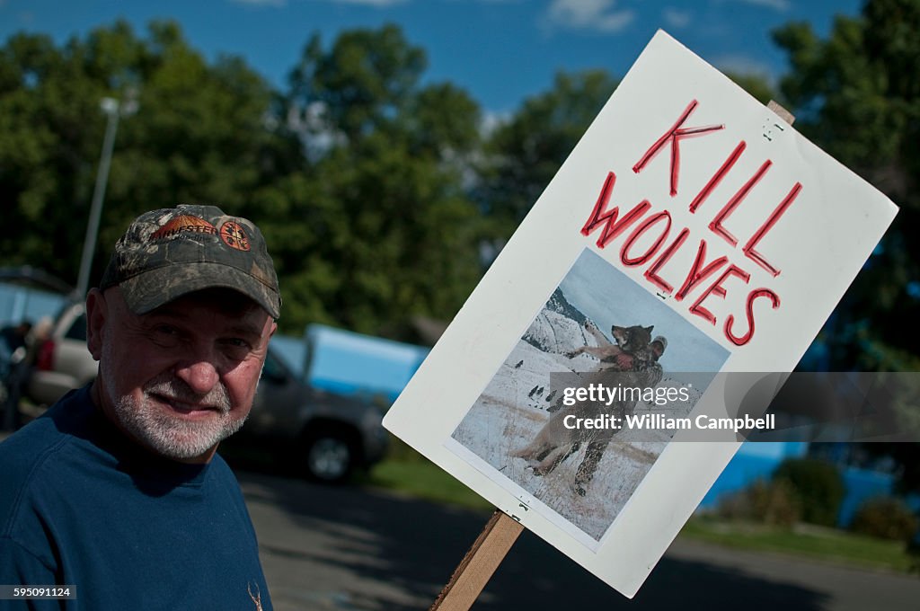 Save Wolves Protest Toby Bridges of Lobo Watch at an anti wolf protest at Bogert Park ...