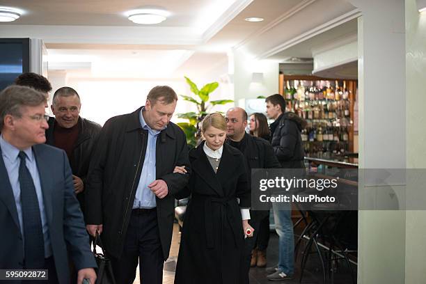 Yulia Tymoshenko went in the airport of Donetsk where she made a press conference about the situation in Ukraine, on April 7, 2014.