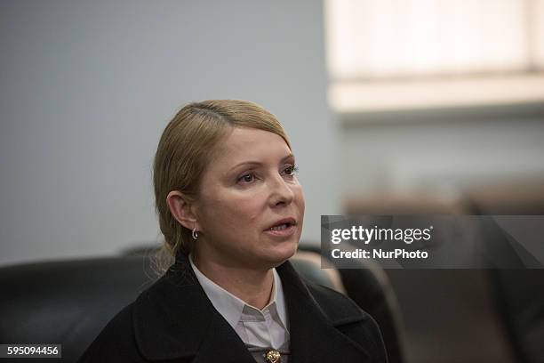 Yulia Tymoshenko went in the airport of Donetsk where she made a press conference about the situation in Ukraine, on April 7, 2014.