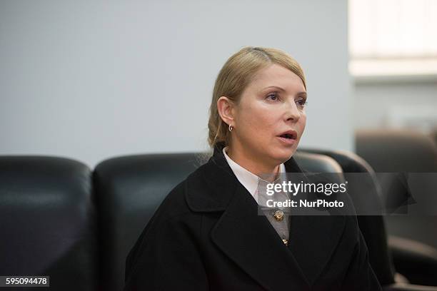 Yulia Tymoshenko went in the airport of Donetsk where she made a press conference about the situation in Ukraine, on April 7, 2014.