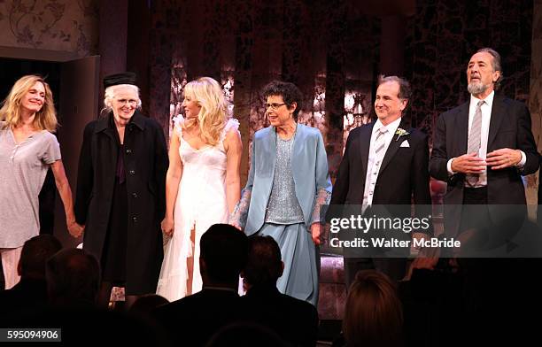Lisa Emery, Patricia O'Connell, Ari Graynor, Julie Kavner, Mark Linn-Baker, Richard Libertini during the Opening Night Curtain Call for 'Relatively...