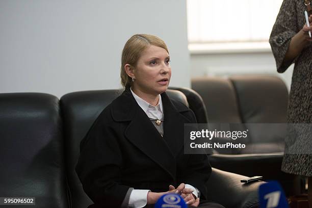 Yulia Tymoshenko went in the airport of Donetsk where she made a press conference about the situation in Ukraine, on April 7, 2014.