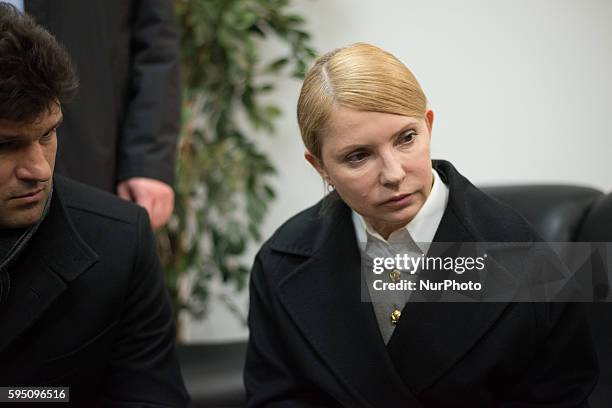 Yulia Tymoshenko went in the airport of Donetsk where she made a press conference about the situation in Ukraine, on April 7, 2014.