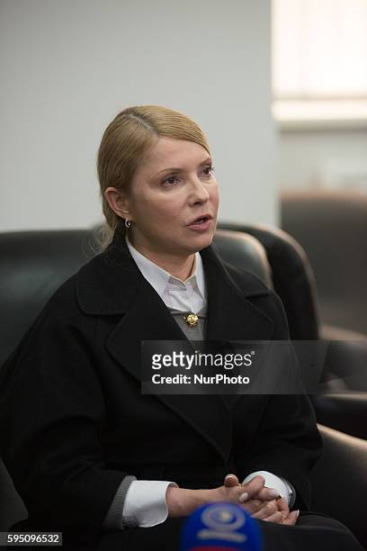 Yulia Tymoshenko went in the airport of Donetsk where she made a press conference about the situation in Ukraine, on April 7, 2014.
