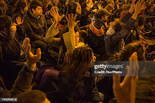 Third day of demonstration in Madrid, Spain, on March 24, 2014. People were in the street to protest againt the crisis and for the release of...