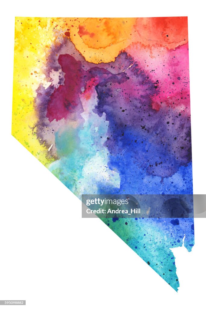 Map of Nevada with Watercolor Texture - Raster Illustration