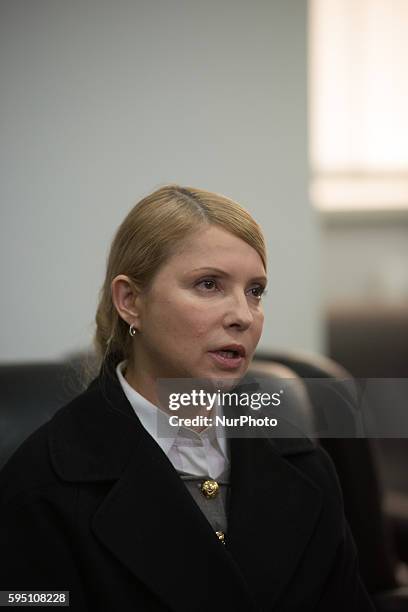 Yulia Tymoshenko went in the airport of Donetsk where she made a press conference about the situation in Ukraine, on April 7, 2014.