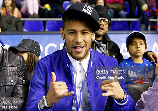 Neymar Jr. In the match between FC Barcelona and Olympiakos, for the week 10 of the Top 16 Euroleague basketball match at the Palau Blaugrana, the...