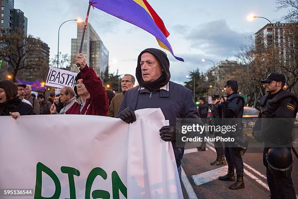 Third day of demonstration in Madrid, Spain, on March 24, 2014. People were in the street to protest againt the crisis and for the release of...