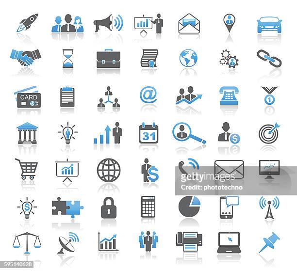 modern universal business concept icon set - business strategy stock illustrations