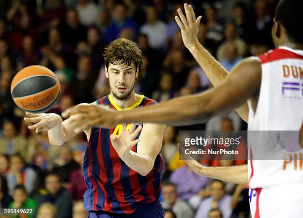 Ante Tomic in the match between FC Barcelona and Olympiacos, for the week 10 of the Top 16 Euroleague basketball match at the Palau Blaugrana, the...