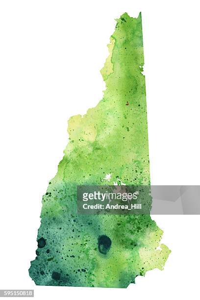 map of new hampshire with watercolor texture - raster illustration - new hampshire stock illustrations