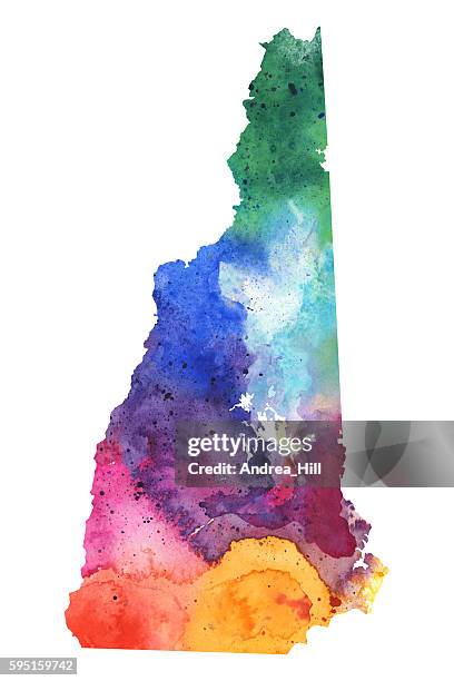 ilustrações, clipart, desenhos animados e ícones de mapa de new hampshire com textura de aquarela - ilustração raster - new hampshire