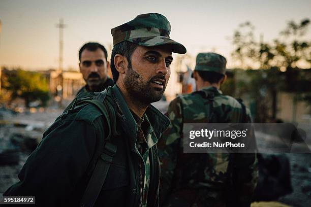Kurdish Peshmerga soldiers on November 14, 2015 in Sinjar, Iraq. Kurdish forces, with the aid of months of U.S.-led coalition airstrikes, liberated...