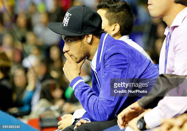 Neymar Jr. In the match between FC Barcelona and Olympiacos, for the week 10 of the Top 16 Euroleague basketball match at the Palau Blaugrana, the...