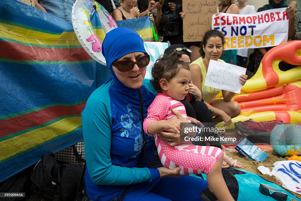 Burkini Ban Protest At The French Embassy London