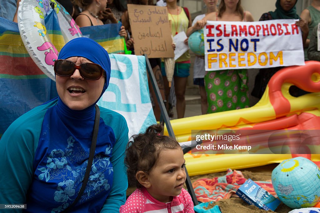 Burkini Ban Protest At The French Embassy London