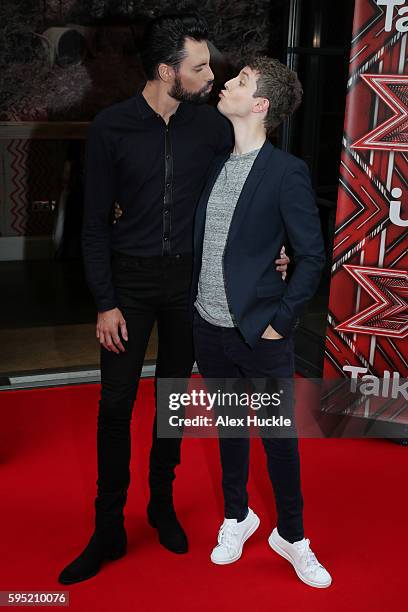 Rylan Clark and Matt Edmondson attend the launch of the X Factor 2016 at the Ham Yard Hotel on August 25, 2016 in London, England.