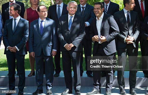 French Prime Minister Manuel Valls, French president Francois Hollande, French Foreign Minister Jean-Marc Ayrault, Greek Prime Minister Alexis...