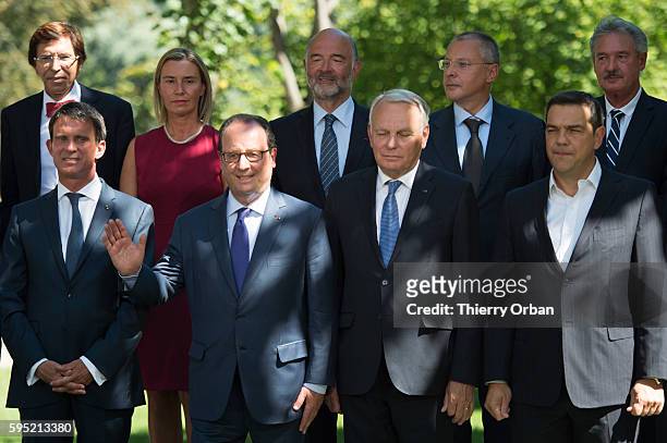 French Prime Minister Manuel Valls, French president Francois Hollande, French Foreign Minister Jean-Marc Ayrault, Greek Prime Minister Alexis...