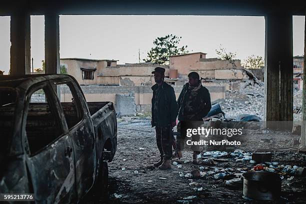 Kurdish Peshmerga soldiers on November 14, 2015 in Sinjar, Iraq. Kurdish forces, with the aid of months of U.S.-led coalition airstrikes, liberated...