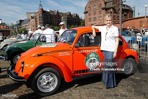 German actress Katharina Schubert attends the first day of the Hamburg-Berlin Klassik Rallye on August 25, 2016 in Hamburg, Germany.