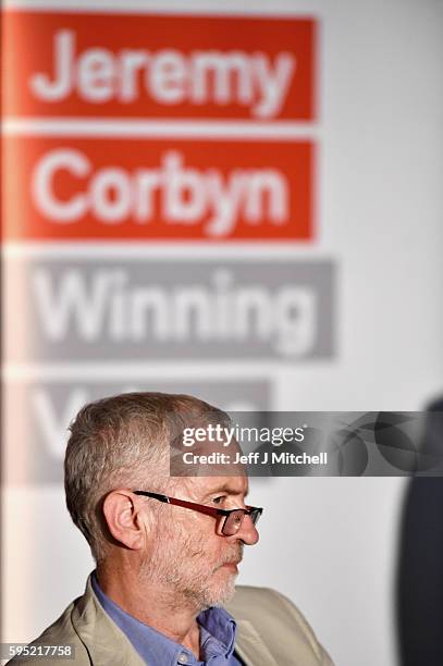 Leader of the Labour Party Jeremy Corbyn chairs a question and answer answer session at the Crown Plaza Hotel on August 25, 2016 in Glasgow,...