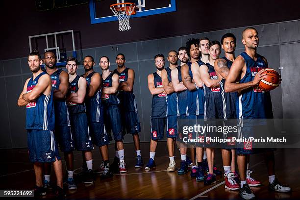 The French basketball team Antoine Diot, Florent Pietrus, Nando De Colo, Boris Diaw, Kim Tillie, Alexis Ajinca, Joffrey Lauvergne, Nicolas Batum,...