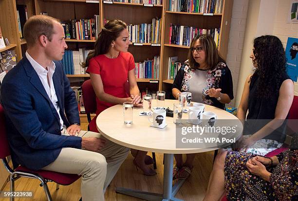 Catherine, Duchess of Cambridge and Prince William, Duke of Cambridge visit a helpline service run by one of the eight charity partners of Heads...