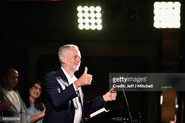 Jeremy Corbyn, Leader of the Labour Party addresses a rally at the Crown Plaza hotel on August 25, 2016 in Glasgow, Scotland. Jeremy Corbyn and Owen...