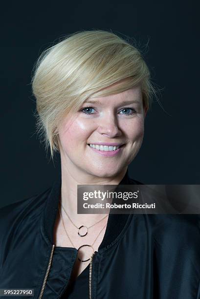 Irish novelist Cecelia Ahern attends a photocall at Edinburgh International Book Festival at Charlotte Square Gardens on August 25, 2016 in...