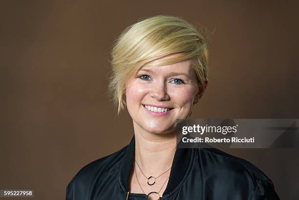 Irish novelist Cecelia Ahern attends a photocall at Edinburgh International Book Festival at Charlotte Square Gardens on August 25, 2016 in...