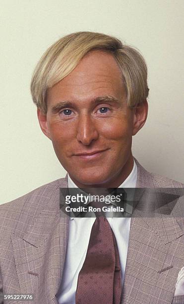 Roger Stone attends Roger Stone Exclusive Photo Session on August 19, 1987 at Alan Flusser Boutique in New York City.