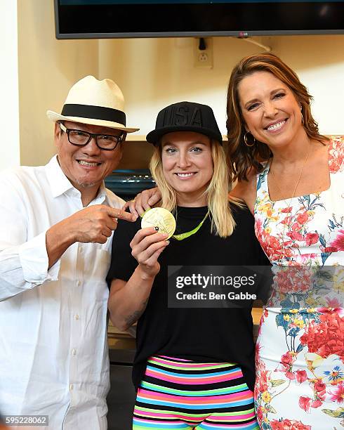 Chef Masaharu Morimoto, Olympian Bethany Maddox Sands and Journalist Hannah Storm attend Celebrity Chefs Present 2016 US Open Food Tasting at USTA...