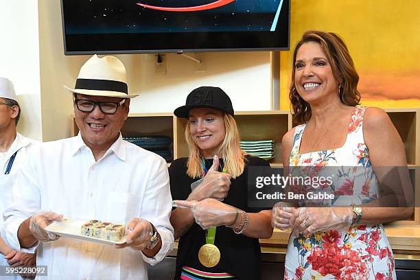 Chef Masaharu Morimoto, Olympian Bethany Maddox Sands and Journalist Hannah Storm attend Celebrity Chefs Present 2016 US Open Food Tasting at USTA...