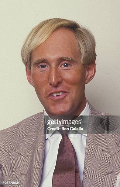 Roger Stone attends Roger Stone Exclusive Photo Session on August 19, 1987 at Alan Flusser Boutique in New York City.