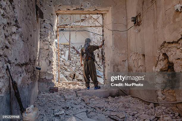 Kurdish Peshmerga soldier on November 14, 2015 in Sinjar, Iraq. Kurdish forces, with the aid of months of U.S.-led coalition airstrikes, liberated...