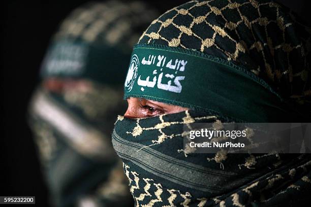 Military spokesman for al-Qassam Brigades followed by Hamas, which controls the Gaza Strip during a press conference in front of the media, said the...