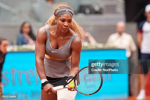 Serena Williams the EEUU against Shuai Peng during the Mutua Madrid Open Masters 1.000 tennis tournament played at the Caja Magica complex in Madrid,...