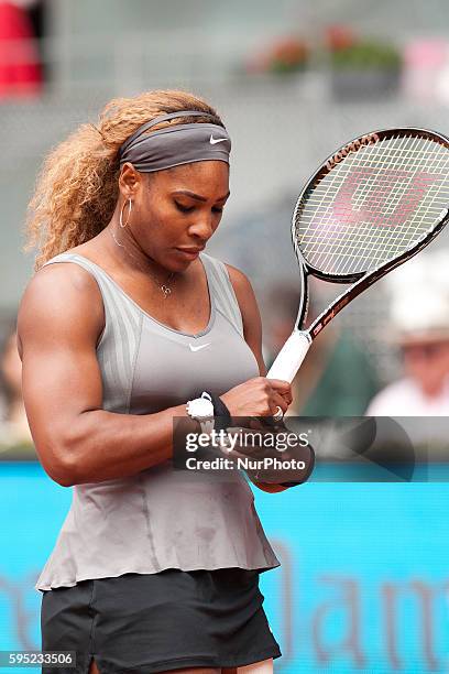 Serena Williams the EEUU against Shuai Peng during the Mutua Madrid Open Masters 1.000 tennis tournament played at the Caja Magica complex in Madrid,...