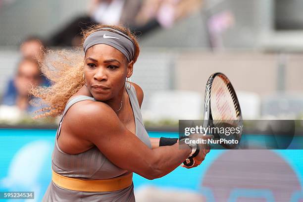 Serena Williams the EEUU against Shuai Peng during the Mutua Madrid Open Masters 1.000 tennis tournament played at the Caja Magica complex in Madrid,...