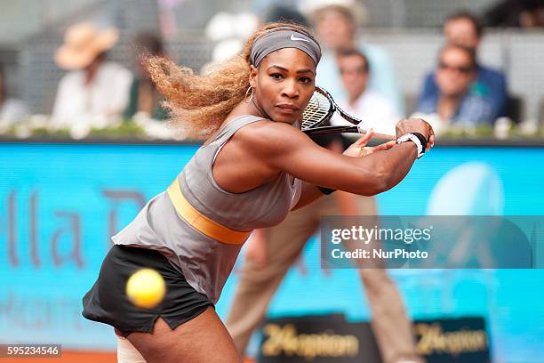 Serena Williams the EEUU against Shuai Peng during the Mutua Madrid Open Masters 1.000 tennis tournament played at the Caja Magica complex in Madrid,...