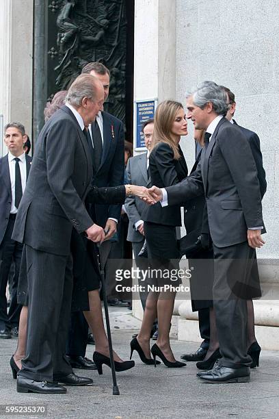 Spanish Royal Family attend the state funeral for former Spanish prime minister Adolfo Suarez at the Almudena Cathedral on March 31, 2014 in Madrid,...