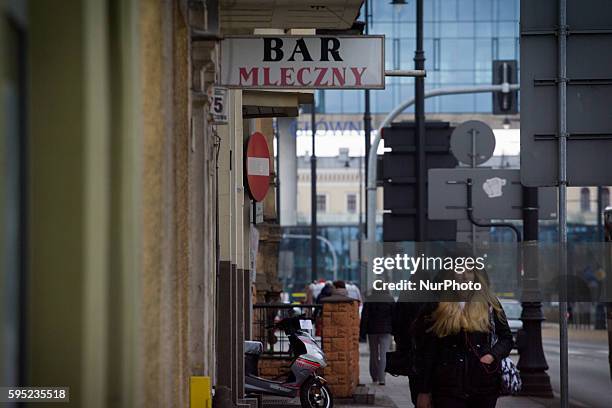 March 2016 - A milk bar in the center of the city is seen which is being renovated. Milk bars used to be a staple of Polish society, providing...