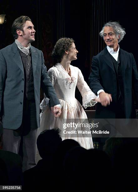 Dan Stevens, Jessica Chastain & David Strathairn during the Broadway Opening Night Performance Curtain Call for 'The Heiress' at The Walter Kerr...