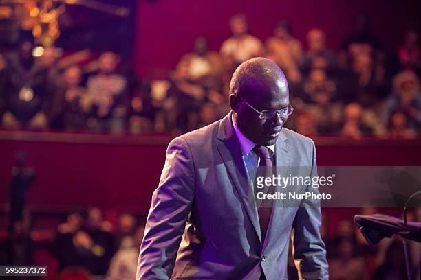 The Mayor of Dakar Khalifa Ababacar Sall during a rally dedicated to the French Socialist party's candidate, Anne Hidalgo for the upcoming municipal...