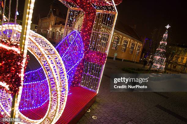 November 2015 - Christmas lighting is seen at shopping venues. Almost two months ahead of Christmas shops are getting ready to attract customers to...