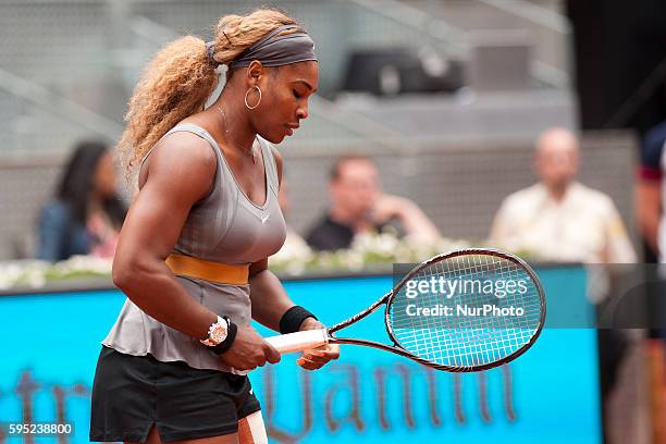 Serena Williams the EEUU against Shuai Peng during the Mutua Madrid Open Masters 1.000 tennis tournament played at the Caja Magica complex in Madrid,...