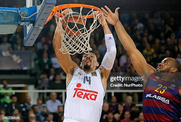 March 17- SPAIN: Samardo Samuels and Gustavo Ayon during the match between FC Barcelona and Real Madrid, corresponding to the week 11 of the Top 16...