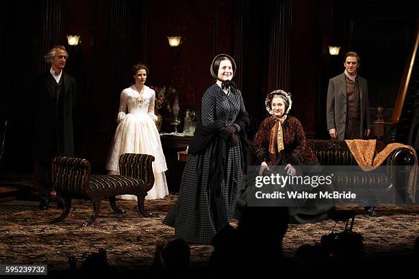 David Strathairn, Jessica Chastain, Dee Nelson, Caitlin O'Connell and Dan Stevens during the Broadway Opening Night Performance Curtain Call for 'The...